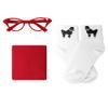 Hip Hop 50's Shop 1950s Girls 4 Piece Poodle Skirt Costume Outfit for Kids with Accessories (glasses, socks, scarf) (Child Medium Red) view 4