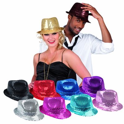 Boland BOL01323 Popstar Assorted Sequins Hats, Adult, Multi-Coloured