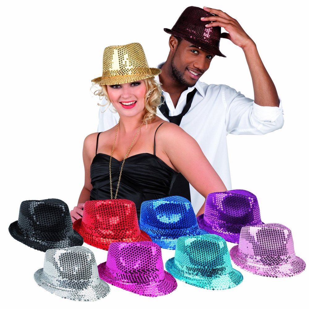 Boland BOL01323 Popstar Assorted Sequins Hats, Adult, Multi-Coloured
