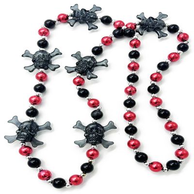 Gasparilla Pirate Skull and Cross Bones Mardi Gras Bead Necklace Spring Break Cajun Carnival Festival New Orleans Beads