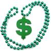 Green Blinky Dollar Sign Mardi Gras Beads Necklace New Orleans Mardi Gras Spring Break Cajun Carnival Festival view 1