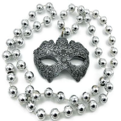 Silver Venetian Mardi Gras Beads Necklace New Orleans Mardi Gras Spring Break Cajun Carnival Festival