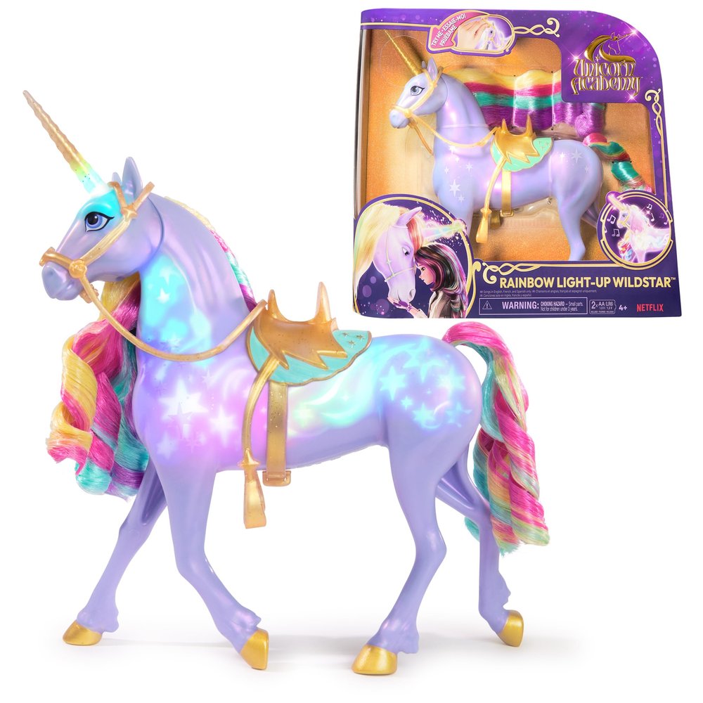 Unicorn Academy, Interactive Rainbow Light-up Wildstar Unicorn Toy with Lights, Sounds & Music, Dolls & Unicorn Toys for Girls Ages 4 and up
