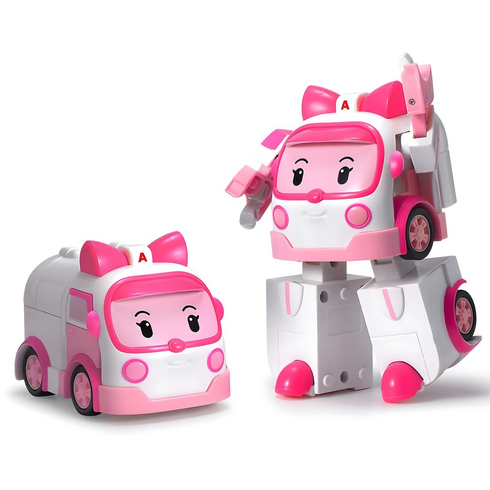 Robocar POLI 4" Transforming Robot Amber  Emergency Vehicle Action Figures | Rescue Team Playset Gift for Boys & Girls Ages 15