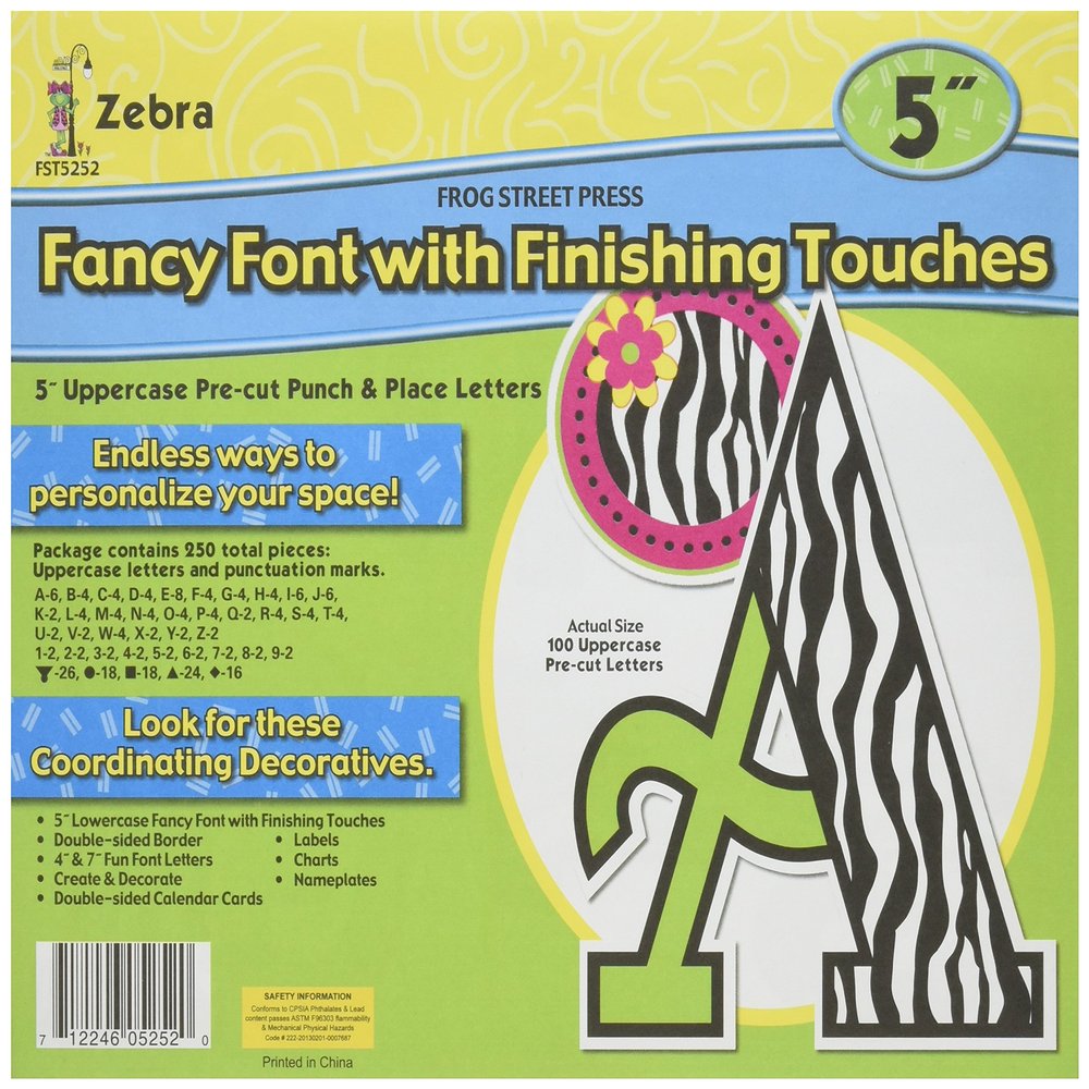 Teacher Created Resources Zebra 5-Inch Uppercase Fancy Font Letters