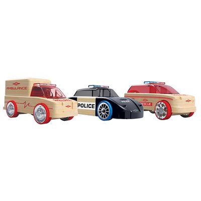 Automoblox Mini Rescue Pack Wooden Mix-and-Match Vehicles Build and Rebuild Ages 4+