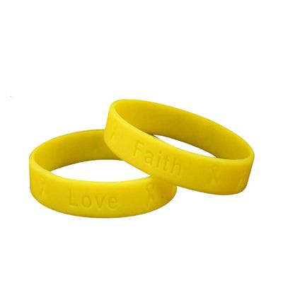 50 Pack Yellow Ribbon Awareness Silicone Bracelets - Yellow Rubber Wristbands for Spina Bifida, Bladder Cancer, Sarcoma, Missing Children
