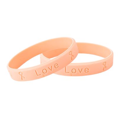 50 Pack Peach Awareness Silicone Bracelets - Peach Rubber Wristbands for Endometrial Cancer & Uterine Cancer Awareness