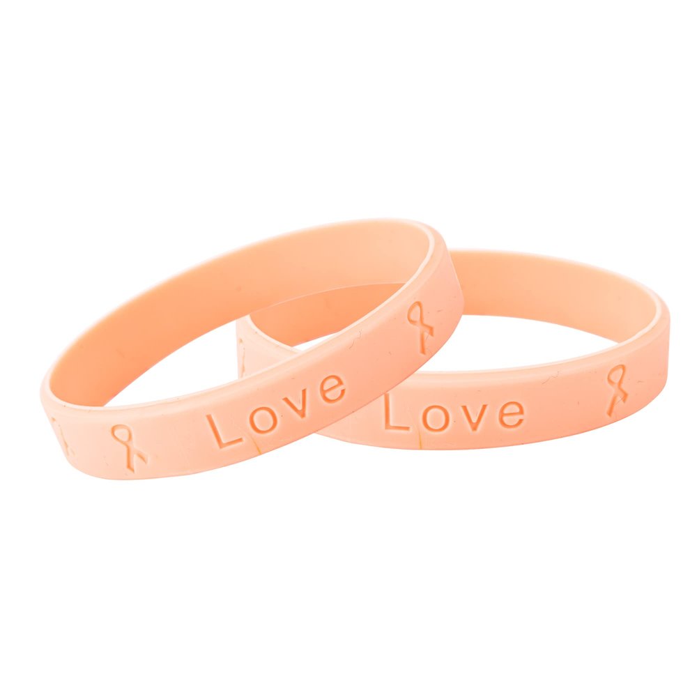 50 Pack Peach Awareness Silicone Bracelets - Peach Rubber Wristbands for Endometrial Cancer & Uterine Cancer Awareness