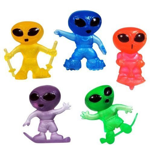 CollectsNHobbies Tiny Mini Neon Alien Figures Lot of 25