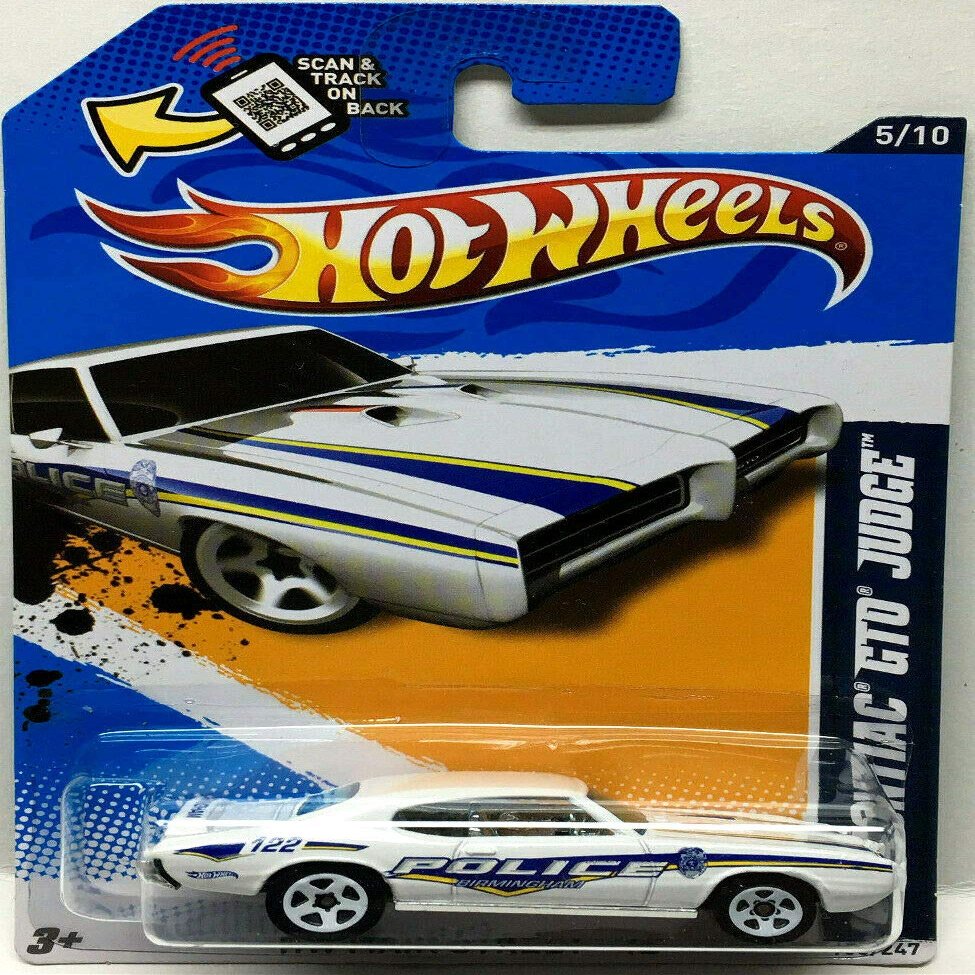 2011 HOT WHEELS 1969 PONTIAC GTO JUDGE POLICE DIE CAST CAR 165/247 AND 5 OF 10 IN SERIES