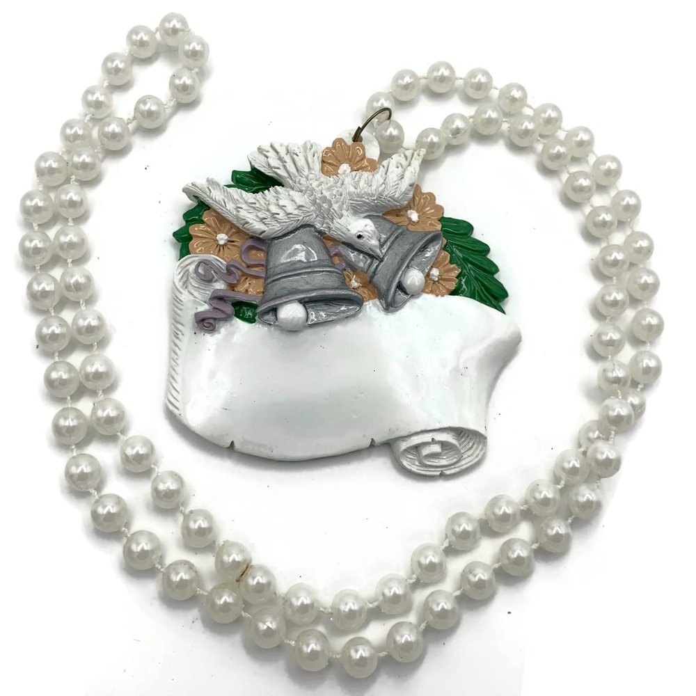 Wedding Doves Banner Bead Necklace New Orleans Mardi Gras Beads Spring Break Cajun Carnival Festival