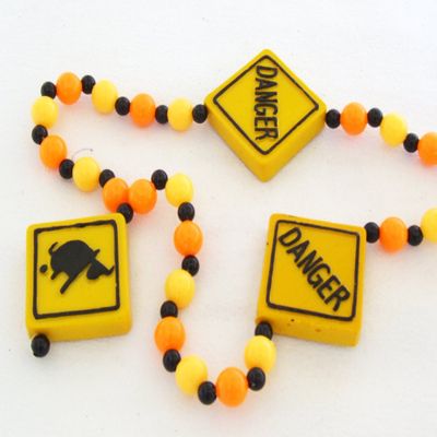 MGO Danger BS Warning Bead Necklace New Orleans Mardi Gras Beads Spring Break Cajun Carnival Festival