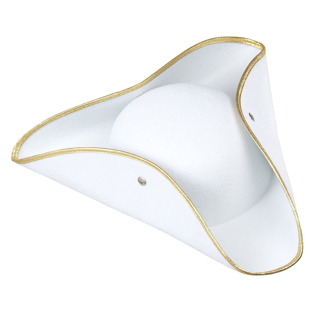 WIDMANN Tricorn Felt - White Pirate Hats Caps & Headwear for Fancy Dress Costumes Accessory