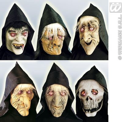WIDMANN Hooded Mask Light Up Eyes & Hair Hooded Masks Eyemasks & Disguises for Masquerade Fancy Dress Costume Accessory