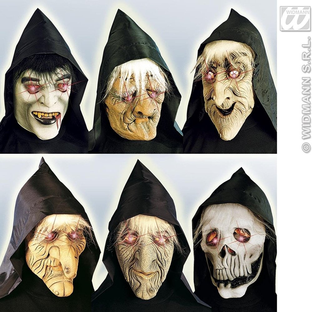 WIDMANN Hooded Mask Light Up Eyes & Hair Hooded Masks Eyemasks & Disguises for Masquerade Fancy Dress Costume Accessory