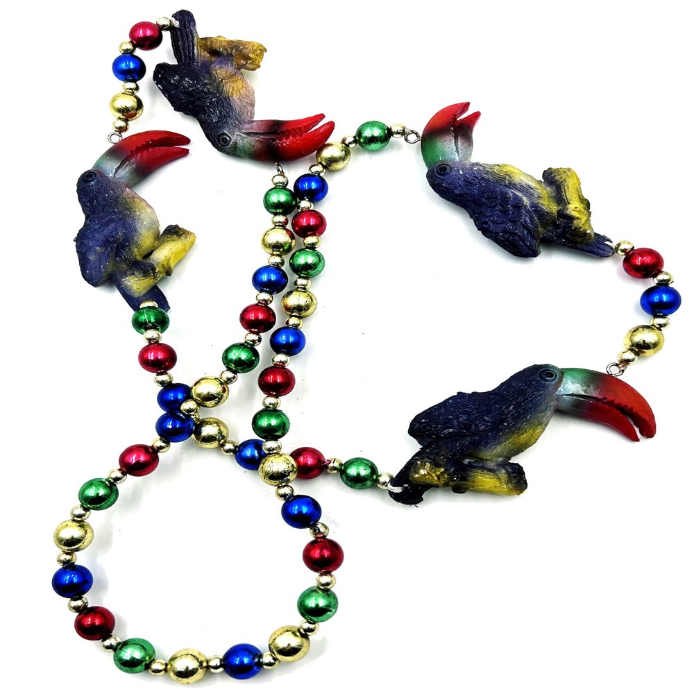 Toucan Luaua Toucans Mardi Gras Bead Necklace Spring Break Gasparilla Pirate Beads