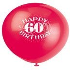 6 Latex Balloons 60th Birthday