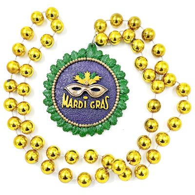 Medallion Wreath Mardi Gras Bead Necklace Spring Break Cajun Carnival Festival New Orleans