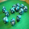 10D10 Dice Set, Pearlized Emerald/White view 1
