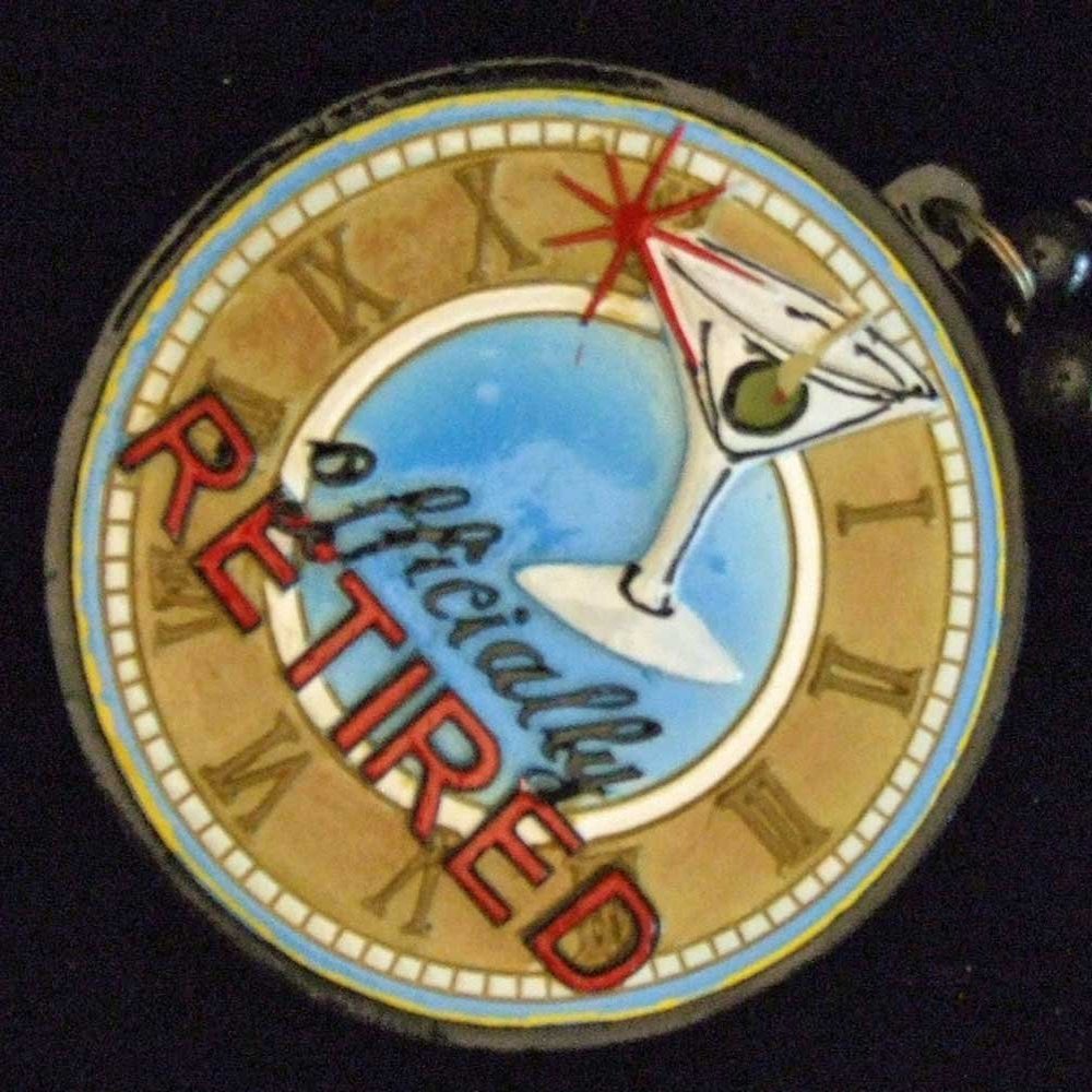 Officially Retired Party Martini Mardi Gras Bead Necklace Spring Break Cajun Carnival Festival New Orleans Beads