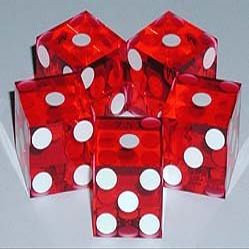 Casino Grade Precision Razor Edge Red Craps Dice - 1 Stick (5 Dice)