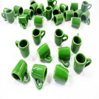 10 Coffee Tea Funnel Mug Cups 1:6 Doll House Miniature Green Supply Ceramic Deco Charms - 3868