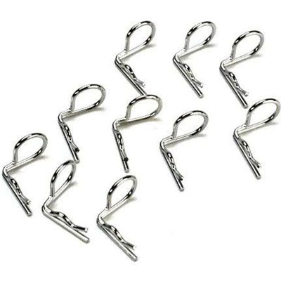 Hot Racing AC01B08 Silver Bent Body Clips 17.5mm Long 1mm Wire (10)
