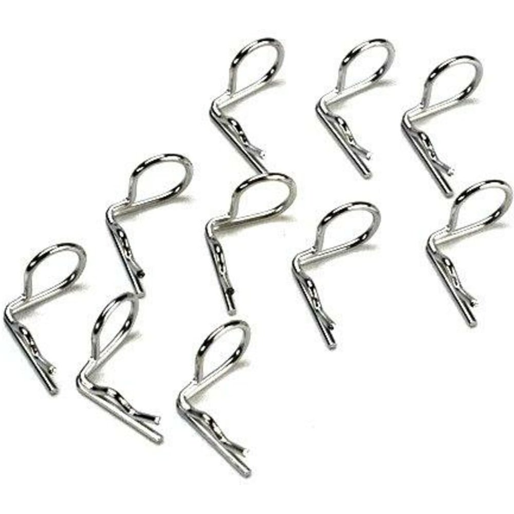 Hot Racing AC01B08 Silver Bent Body Clips 17.5mm Long 1mm Wire (10)