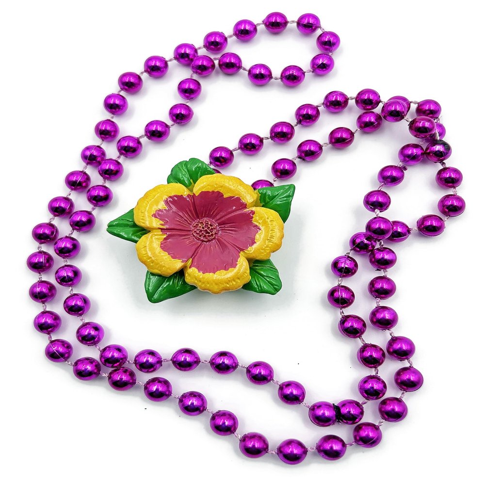 Tropical Flower Blossum Necklace New Orleans Mardi Gras Spring Break Cajun Carnival Festival