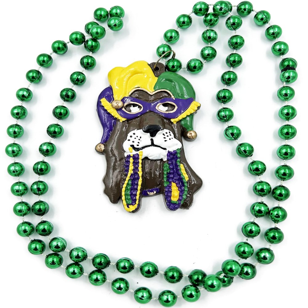 Jester Dog Mardi Gras Bead Necklace Spring Break Cajun Carnival Festival New Orleans