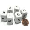 Set of 6 Roman Numerals I-VI (1-6) 16mm Six-Sided Dice- White with Black Numbers by Koplow Games view 1