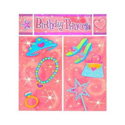 Amscan Sparkling Princess Birthday Party Scene Setters Decoration (5 Pack), 59" x 65", Pink