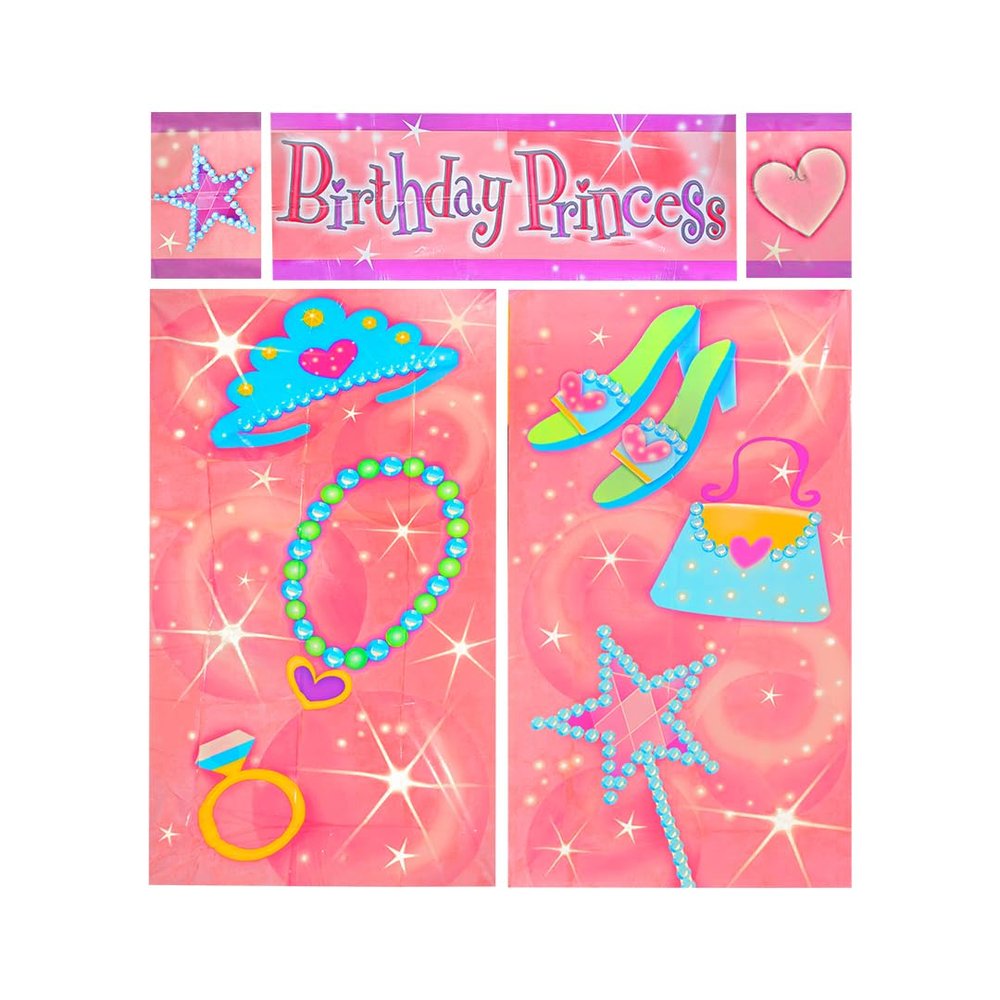 Amscan Sparkling Princess Birthday Party Scene Setters Decoration (5 Pack), 59" x 65", Pink