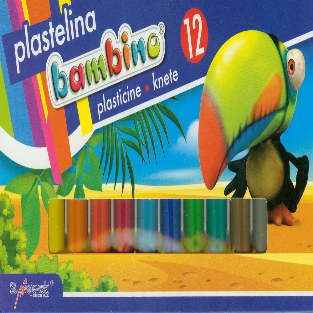 Bambino - PLASTICINE KNETE - 12 Colours - for Kids and Teenagers - Vivid Colours