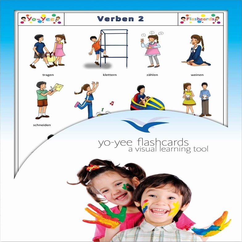 Action Words and Verbs Flash Cards in German - Bildkarten zur Sprachfrderung - Verben Set 2