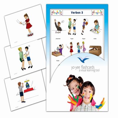 Action Words and Verbs Flashcards in German - Bildkarten zur Sprachfrderung - Verben Set 3