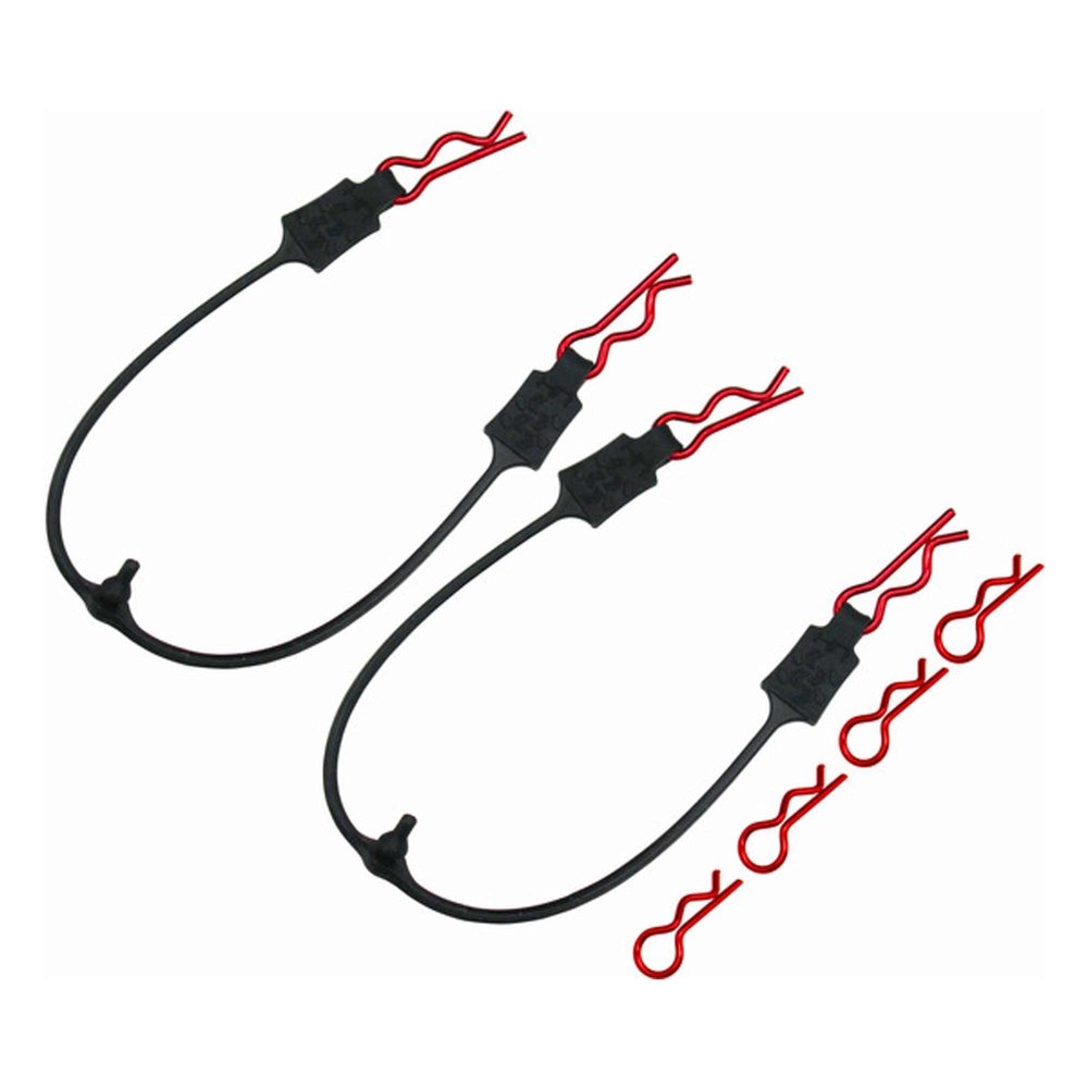 Hot Racing BWP123B02 Body Clips With Fastened Rubber Leash (Red)