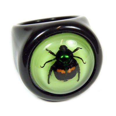 Lucky Beetle Black Ring Size 7