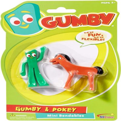 NJ Croce Gumby and Pokey Bendable Figures, Vintage Gift for Kids, Original Poseable Toy, Pair Pack, Safe for Kids, Bring The Gumby Show to Your Home!
