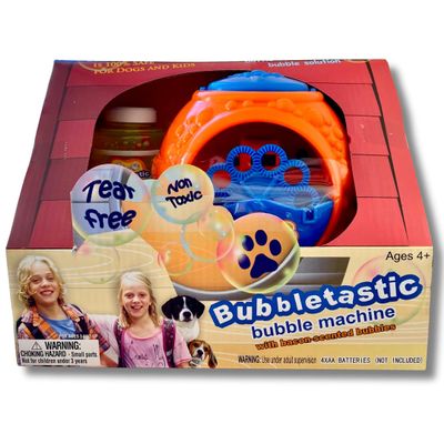 Bubbletastic Bacon Bubble Machine for Dogs - Includes 8oz Bacon Bubbles - Non Toxic, Safe for Dogs