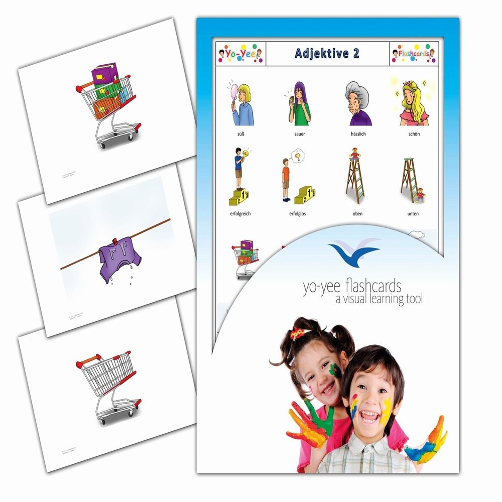 Adjectives Flashcards in German - Adjektive - Set 2 - Bildkarten zur Sprachfrderung