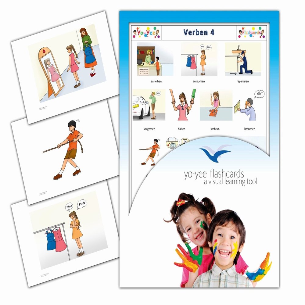Action Words and Irregular Verbs Flashcards in German - Verben 4 - Bildkarten zur Sprachfrderung