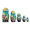 BestPysanky 5 Turquoise Scarf with Poppy Flowers Nesting Dolls 7 Inches view 1