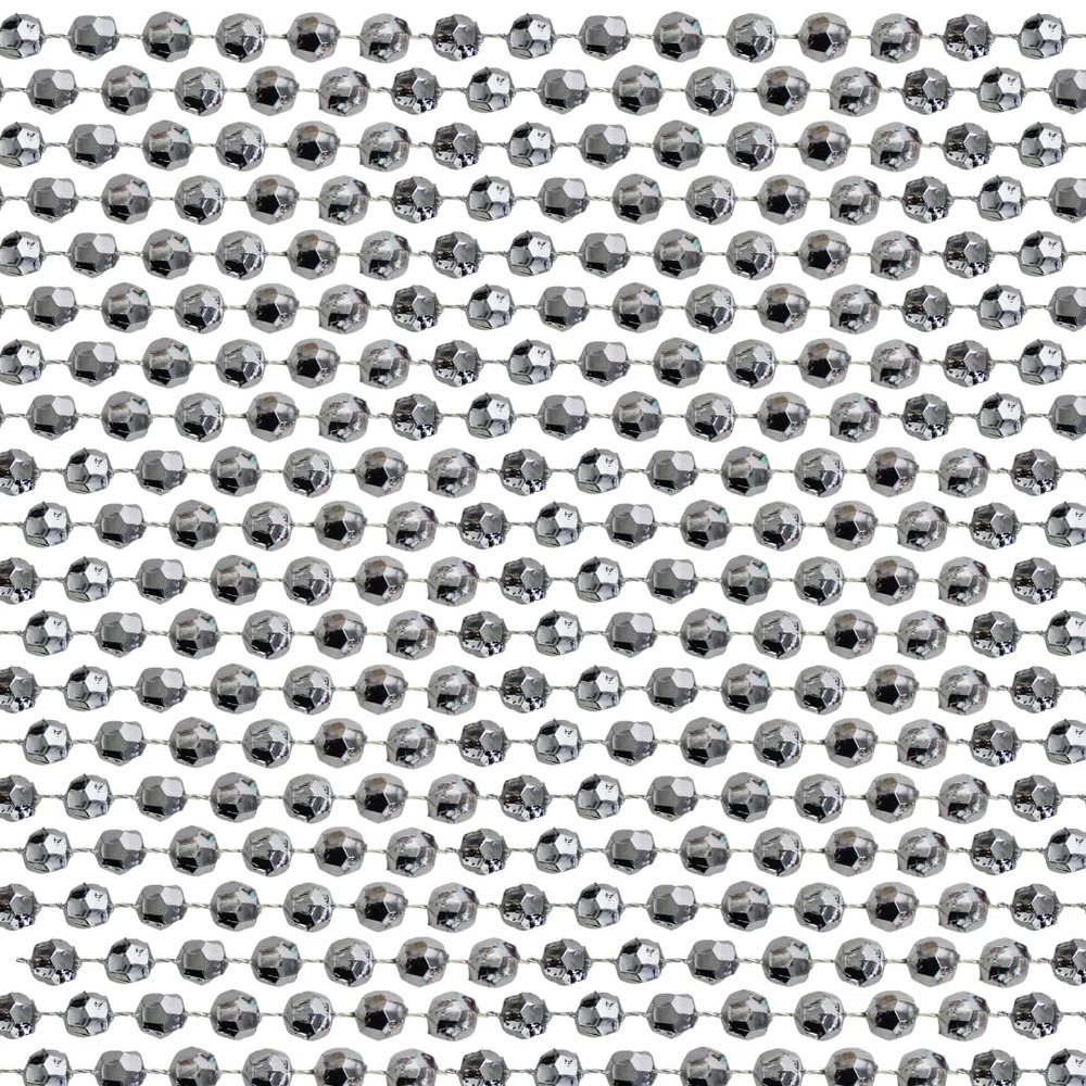 48" 12mm Cut Metallic Silver Mardi Gras Beads Dozen (12 Necklaces)