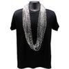 48" 12mm Cut Metallic Silver Mardi Gras Beads Dozen (12 Necklaces) view 2