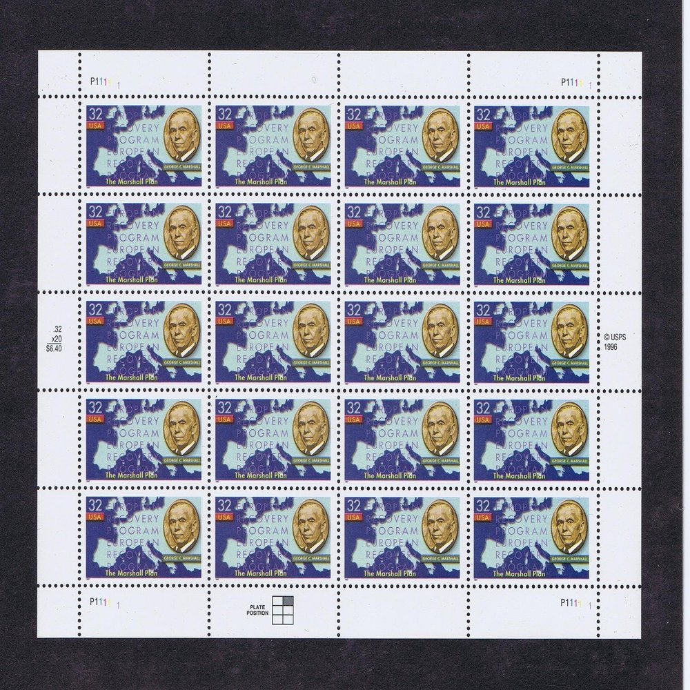 US# 3141, 1997 Marshall Plan pane of 20 - 32c stamps, MNH.