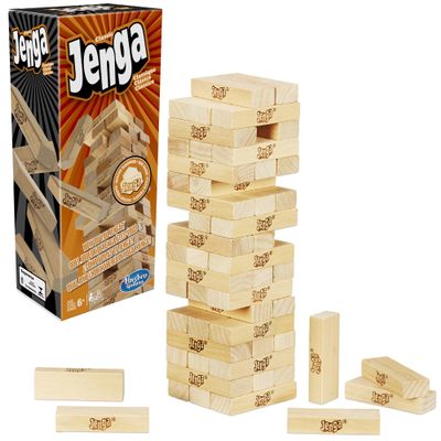 Hasbro Gaming Jenga Game | The Original Wood Block Game with Genuine Hardwood Blocks | Stacking Tower | Ages 6+ | 1 or More Players | Party Games for Kids | Family Games