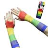 amscan 397288.03 Fishnet Fingerless Glove Accessory, Rainbow, One Size, 2 pieces view 2