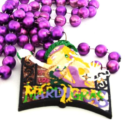 Masked Lady Balcony Throwing Mardi Gras Bead Necklace New Orleans Beads Bayou Lousianna Cajun Creole Party